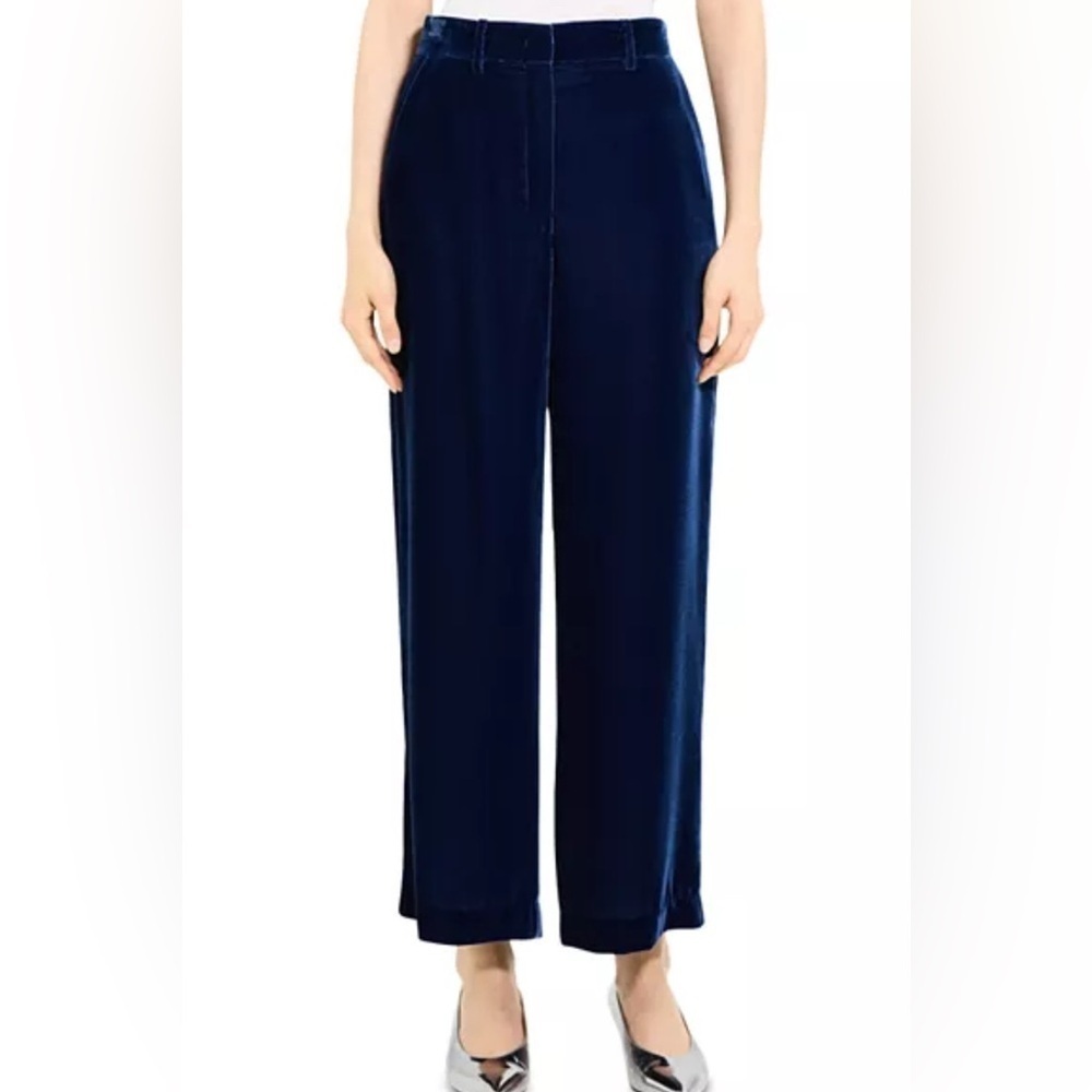 Theory Velvet Relax Straight Leg Blueberry Color Women’s Pants Size 14 - Picture 1 of 14